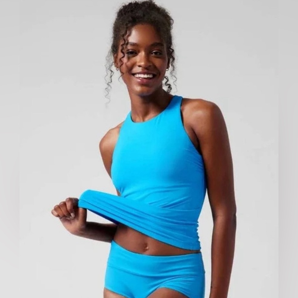 Athleta Maldives Tankini top in Santorini Blue.